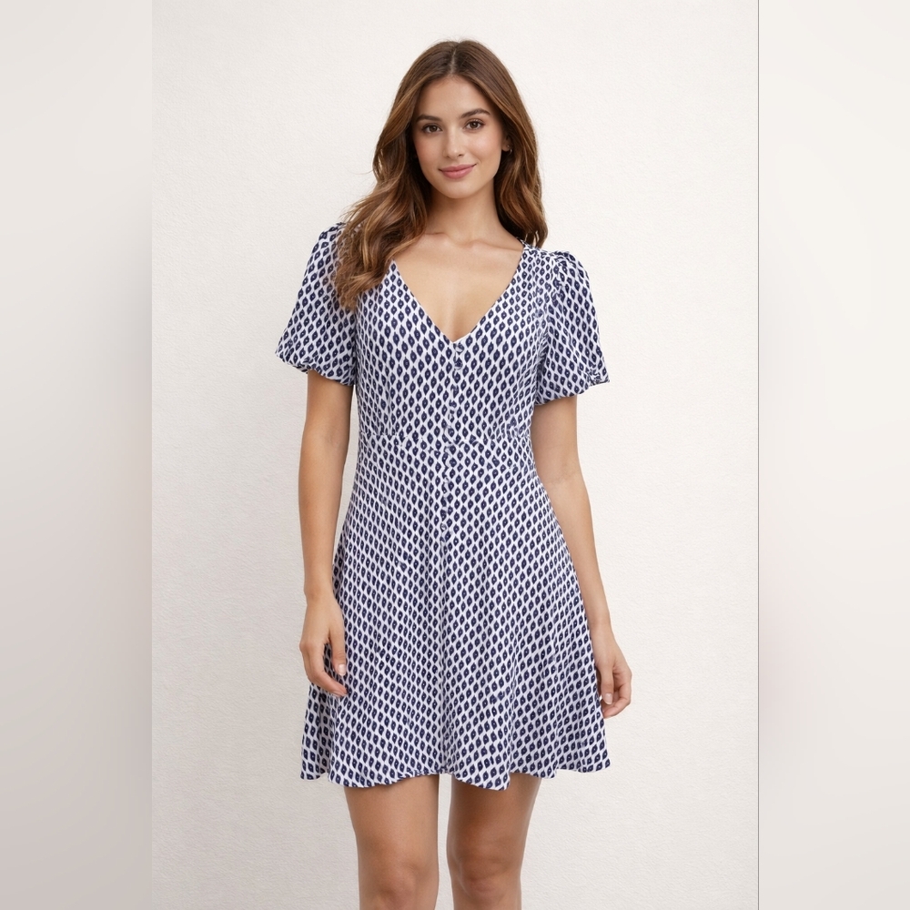 A Loves A short fit + flare ikat dress Size M Blue White